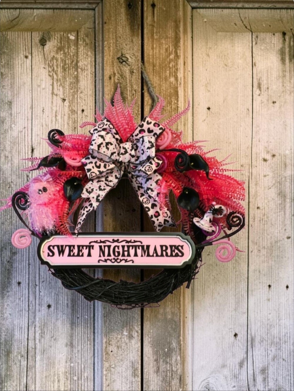 Pink Halloween Wreath